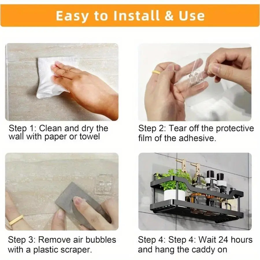 5 Pack Adhesive Shower Caddies No Drilling Rustproof Stainless Steel