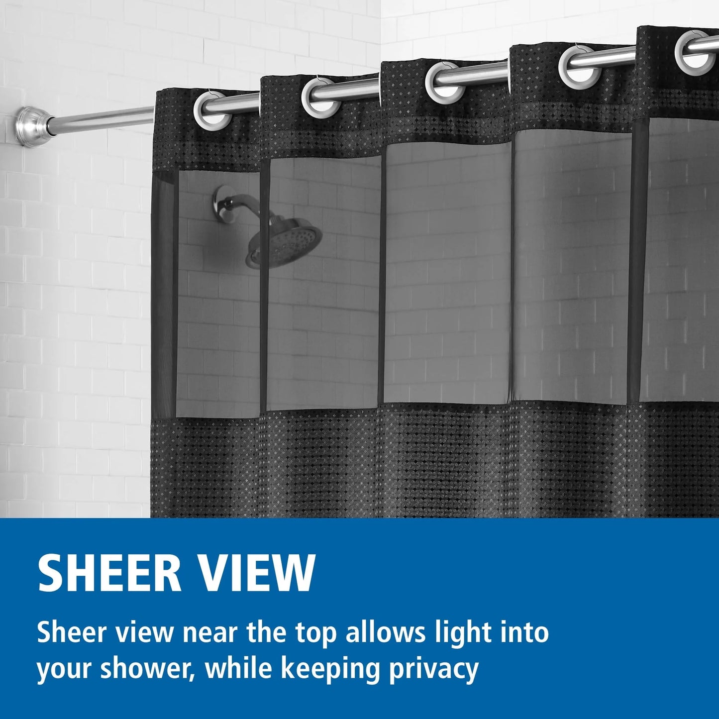 Easy Hang Fabric Shower Curtain With Built In Rings