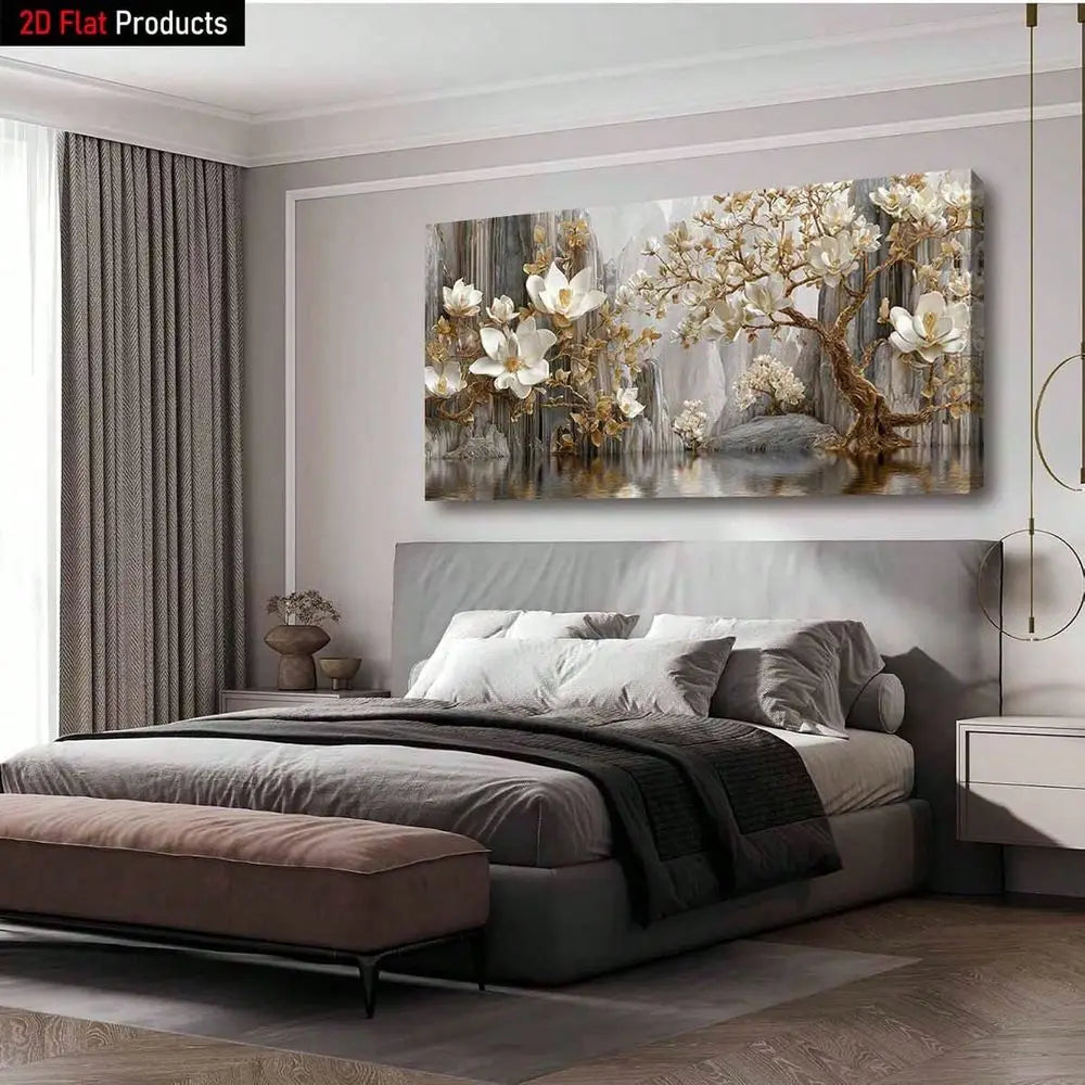 XMSJ Magnolia Tree Canvas Wall Art Landscape Print