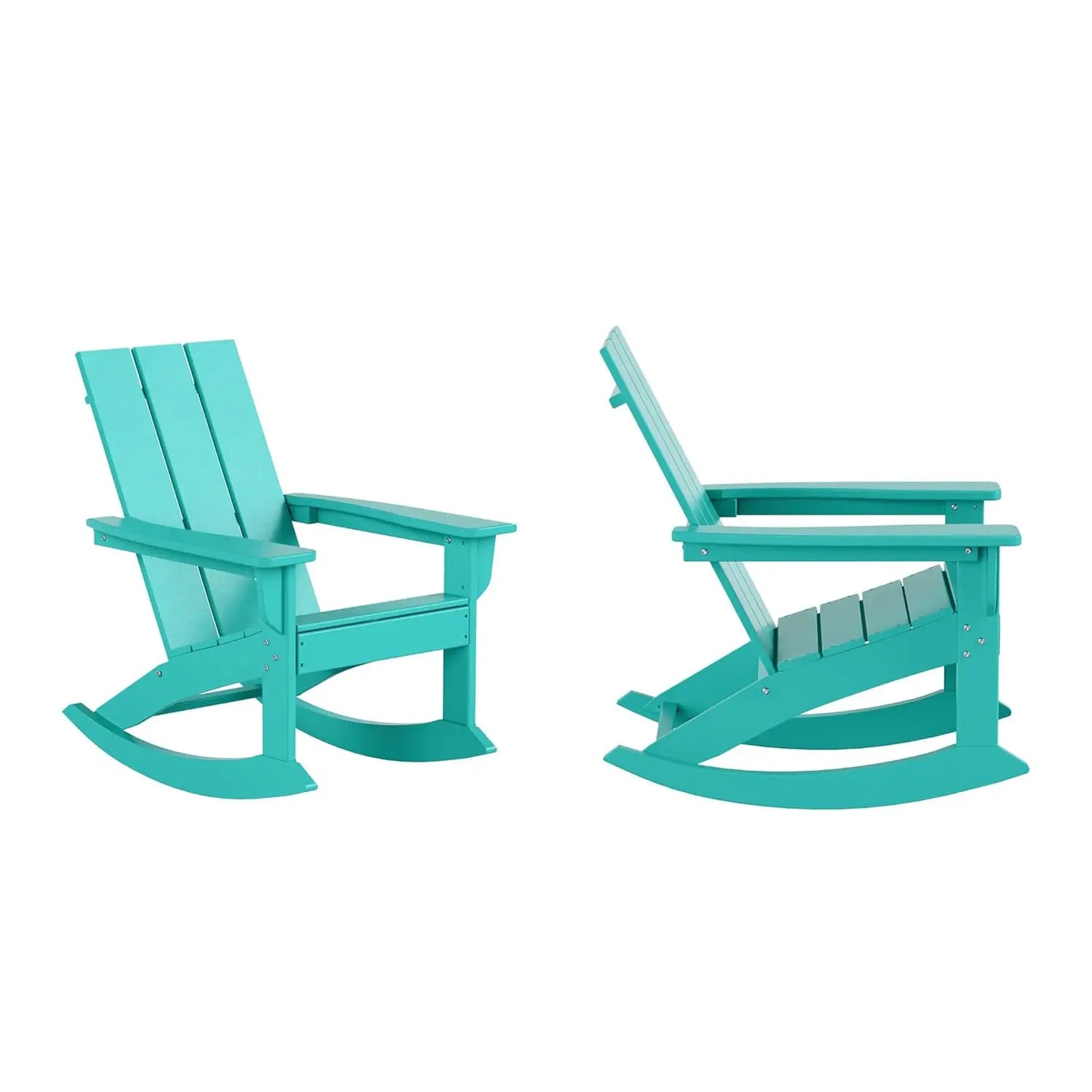 HDPE Modern Rocking Adirondack Chair Set UV Resistant Outdoor Patio