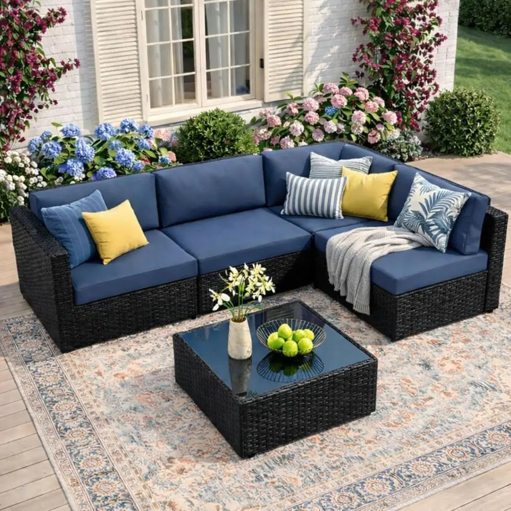 RBXC Outdoor Wicker Patio Furniture Set With Cushions