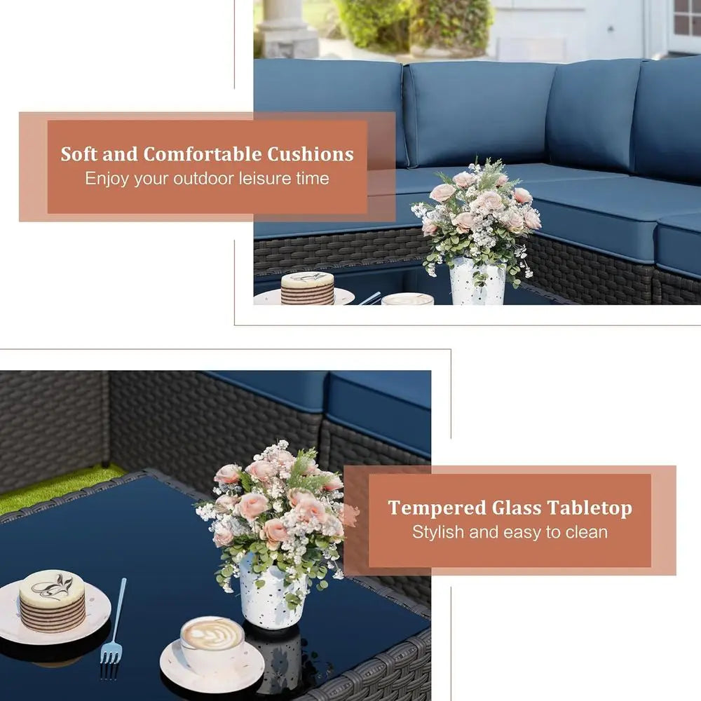 RBXC Outdoor Wicker Patio Furniture Set With Cushions
