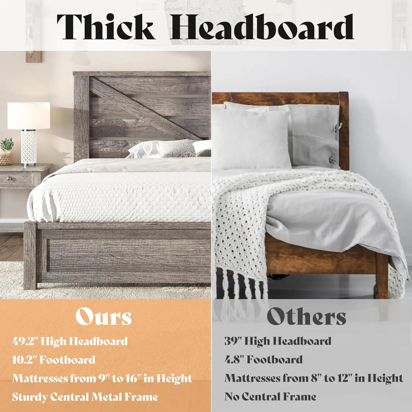 Barn Door Farmhouse Bed Frame With Engineered Wood Slats