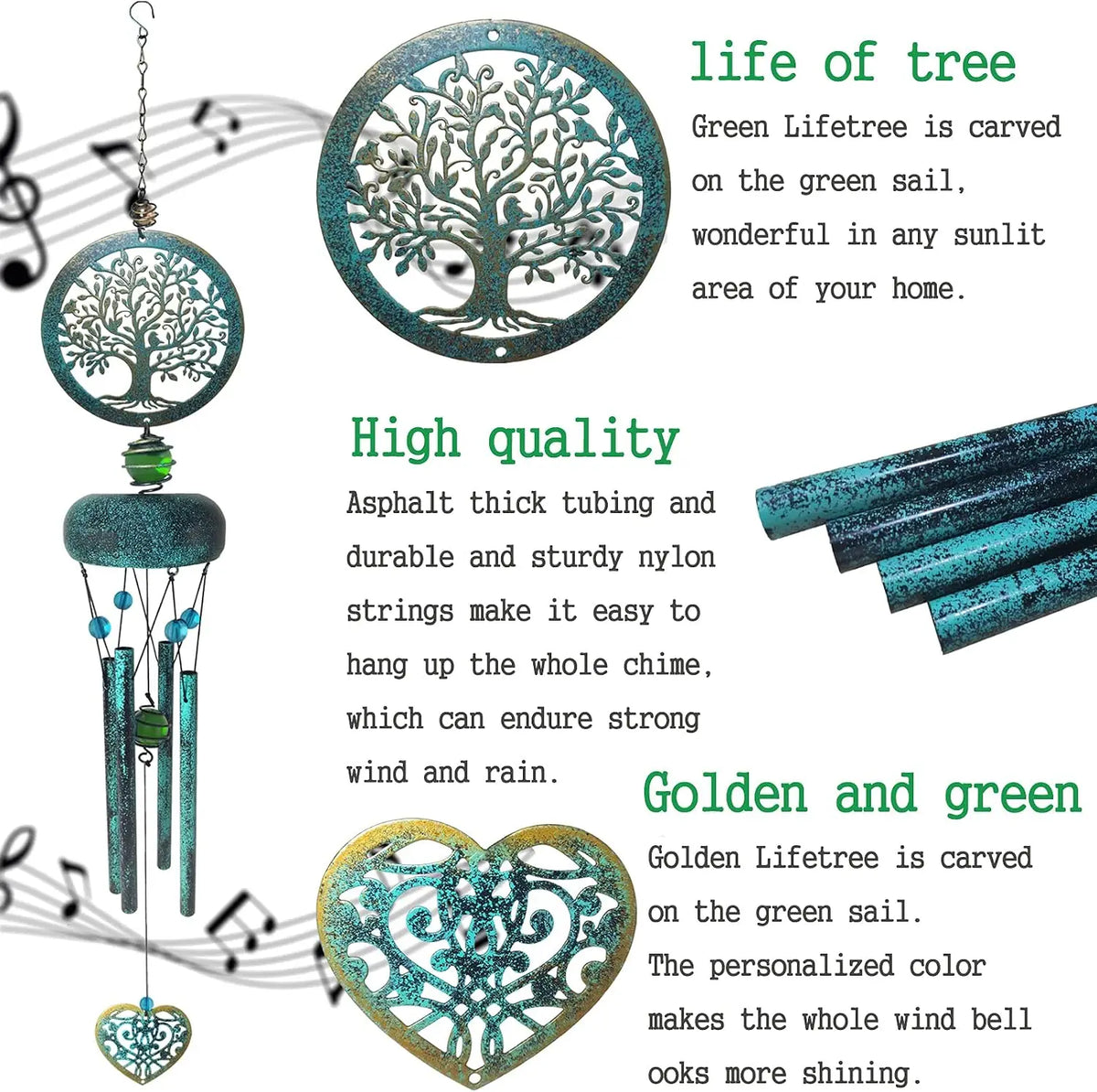 Deep Tone Metal Tree Of Life Outdoor Memorial Wind Chimes