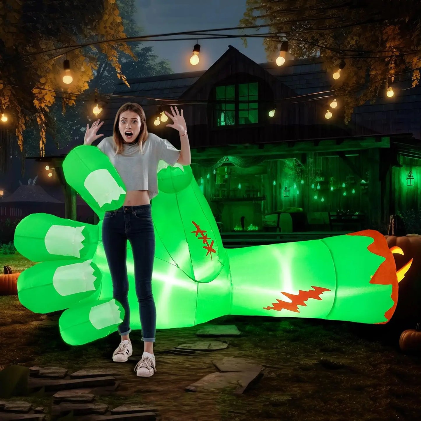 Joyfy Zombie Arm Halloween Inflatable With Built In LEDs