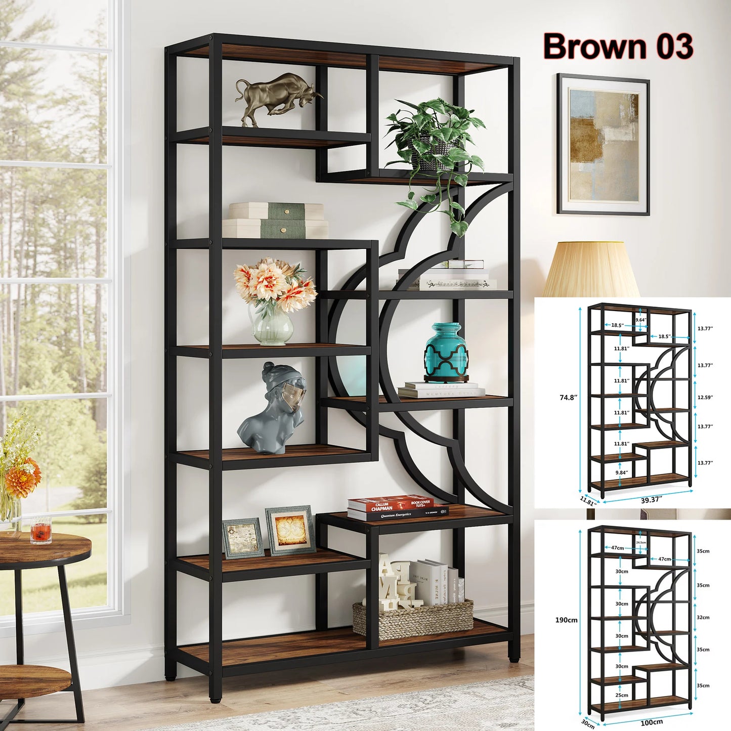 Tribesigns Industrial 5 Tier Freestanding Bookshelf