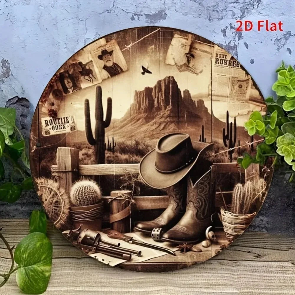 CIFBUY Western Cowboy Wall Decor Hats Boots Tin Sign