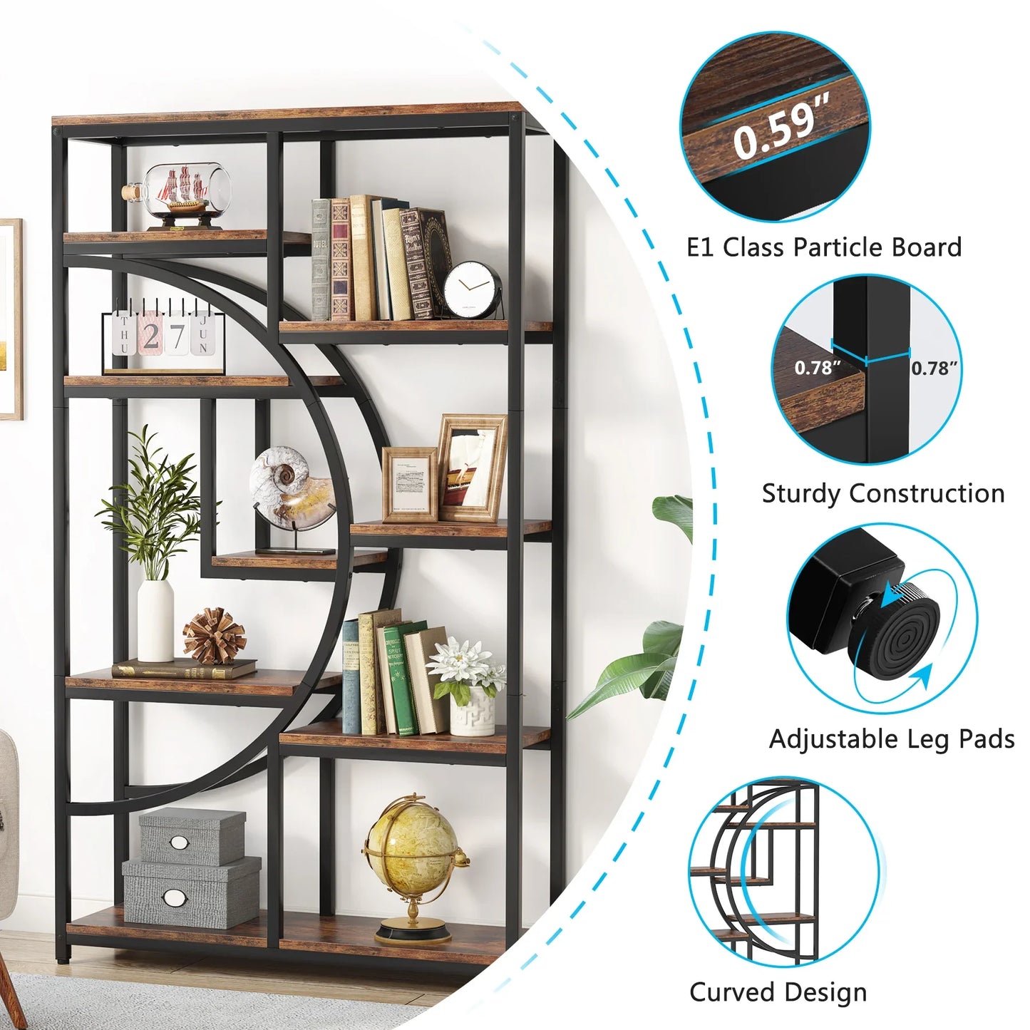 Tribesigns Industrial 5 Tier Freestanding Bookshelf