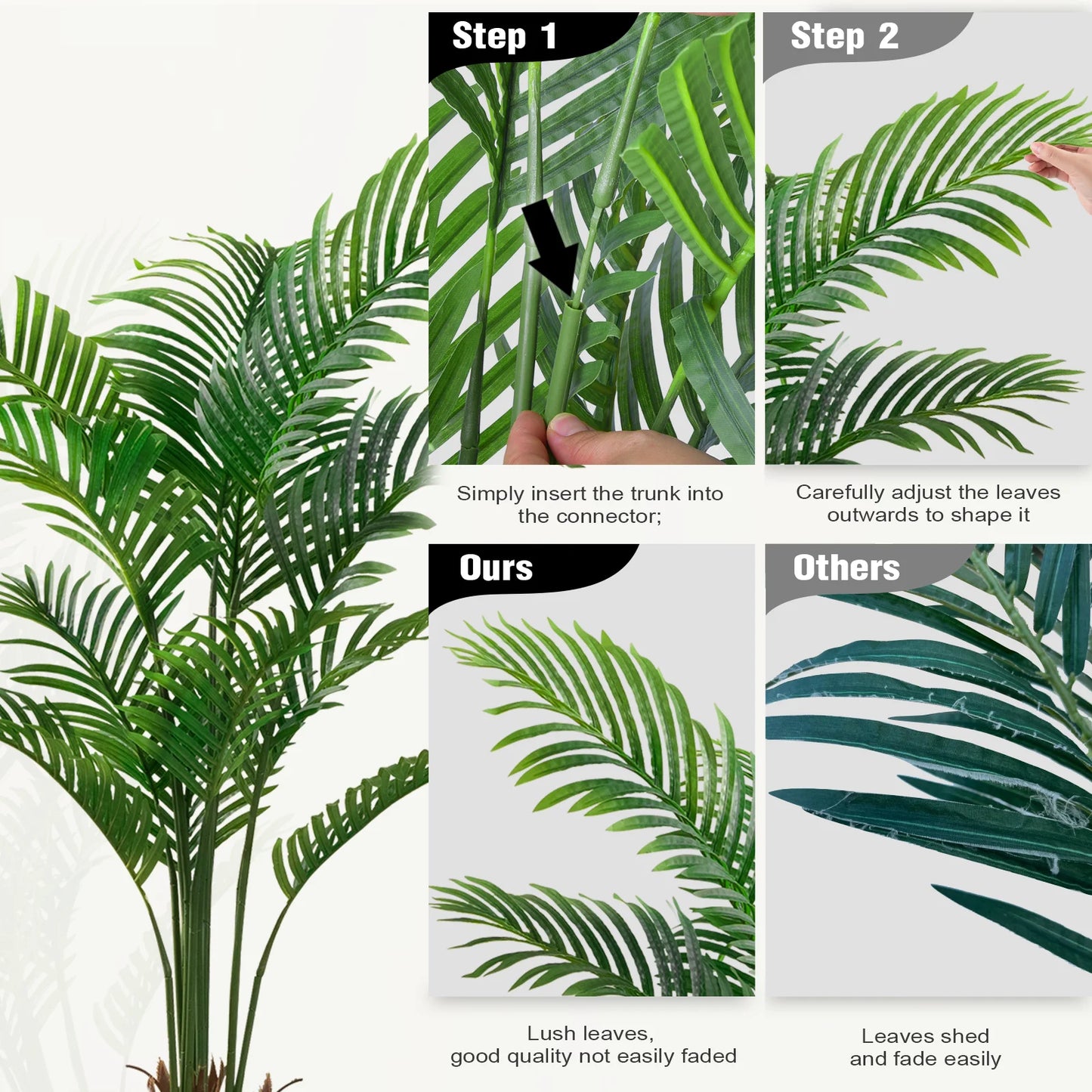 Faux Palm Tree Artificial Silk Plant Potted Indoor Decor