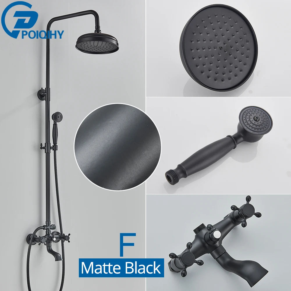 POIQIHY In Wall Rainfall Shower Faucet Set With Dual Handles