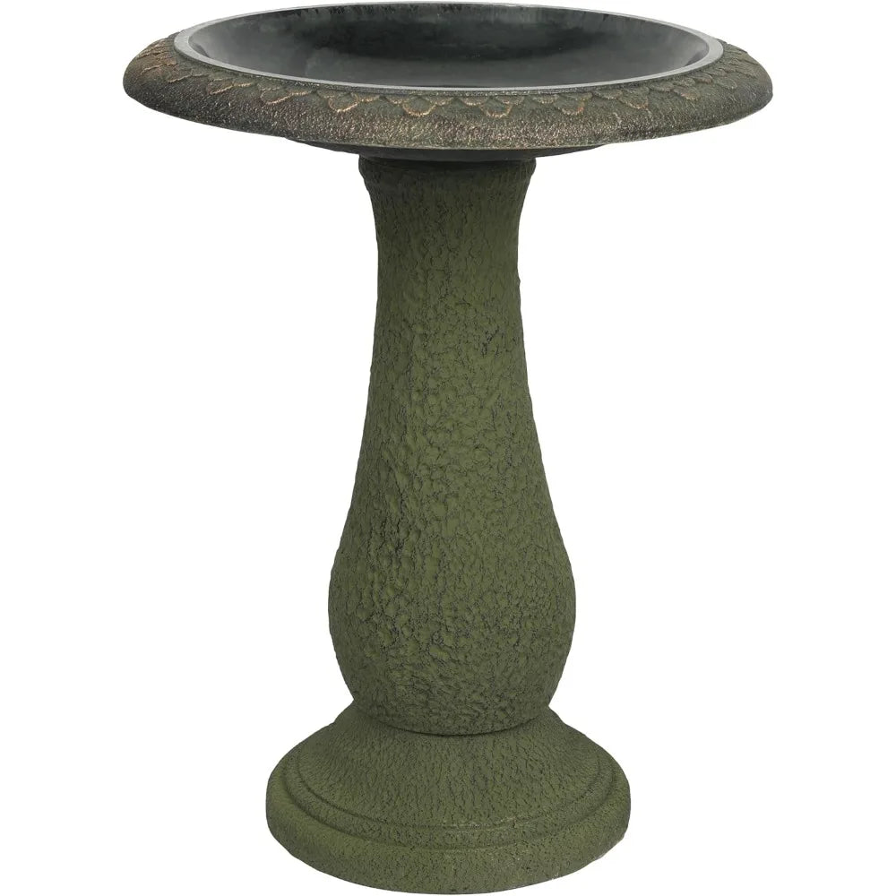 Solution4Patio Fiberclay Outdoor Marble-Look Bird Bath