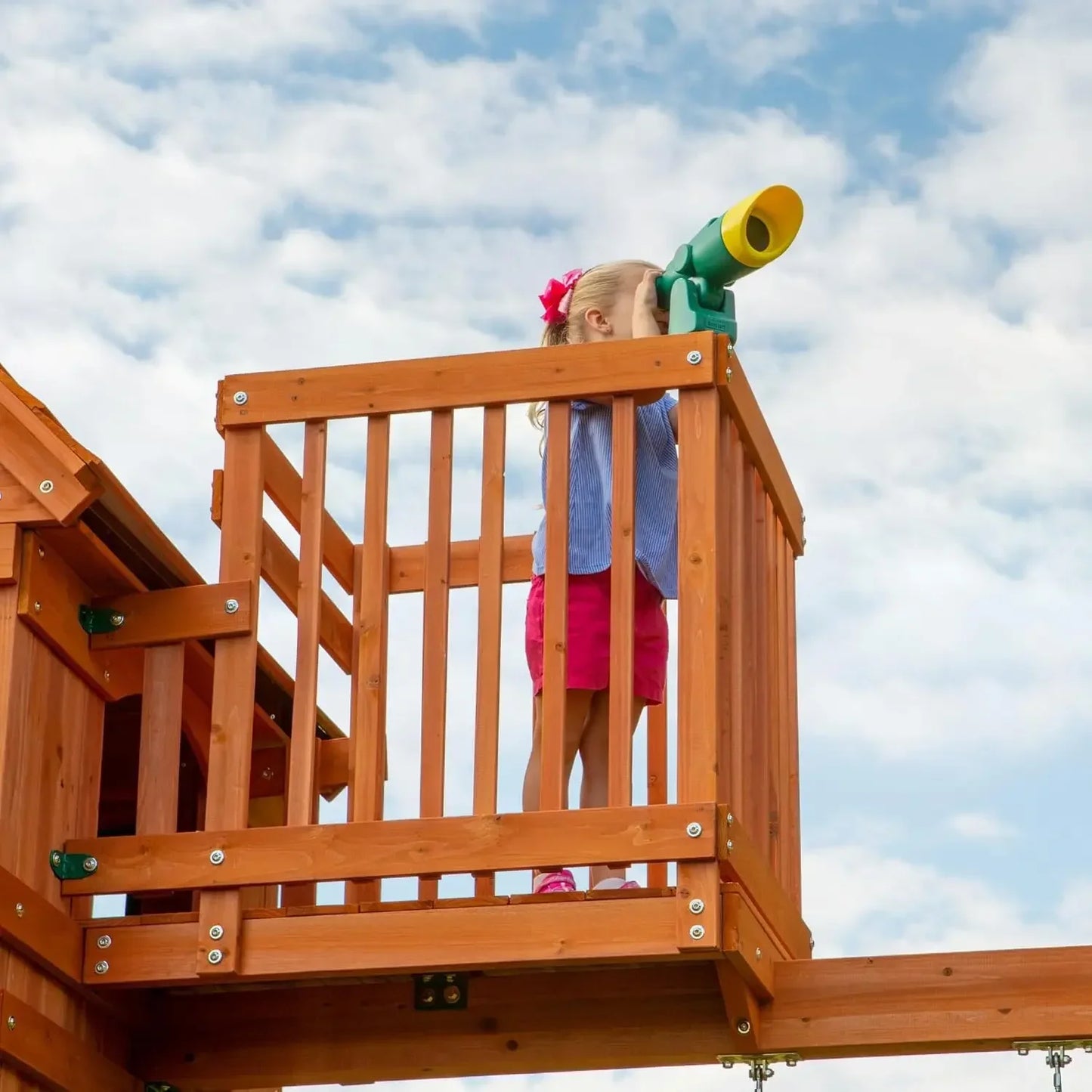 Cedar Wood Swing Set With Wave Slide And Monkey Bars