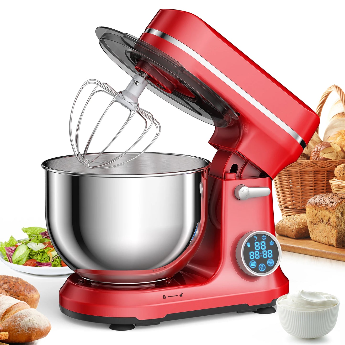Biolomix 1200W 11 Speed Stand Mixer With Tilt Head And OLED