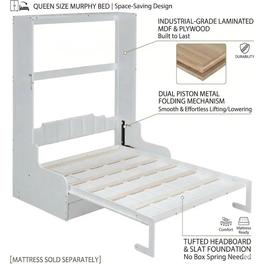 Wooden Murphy Wall Bed With Sofa And Cushioned Seating