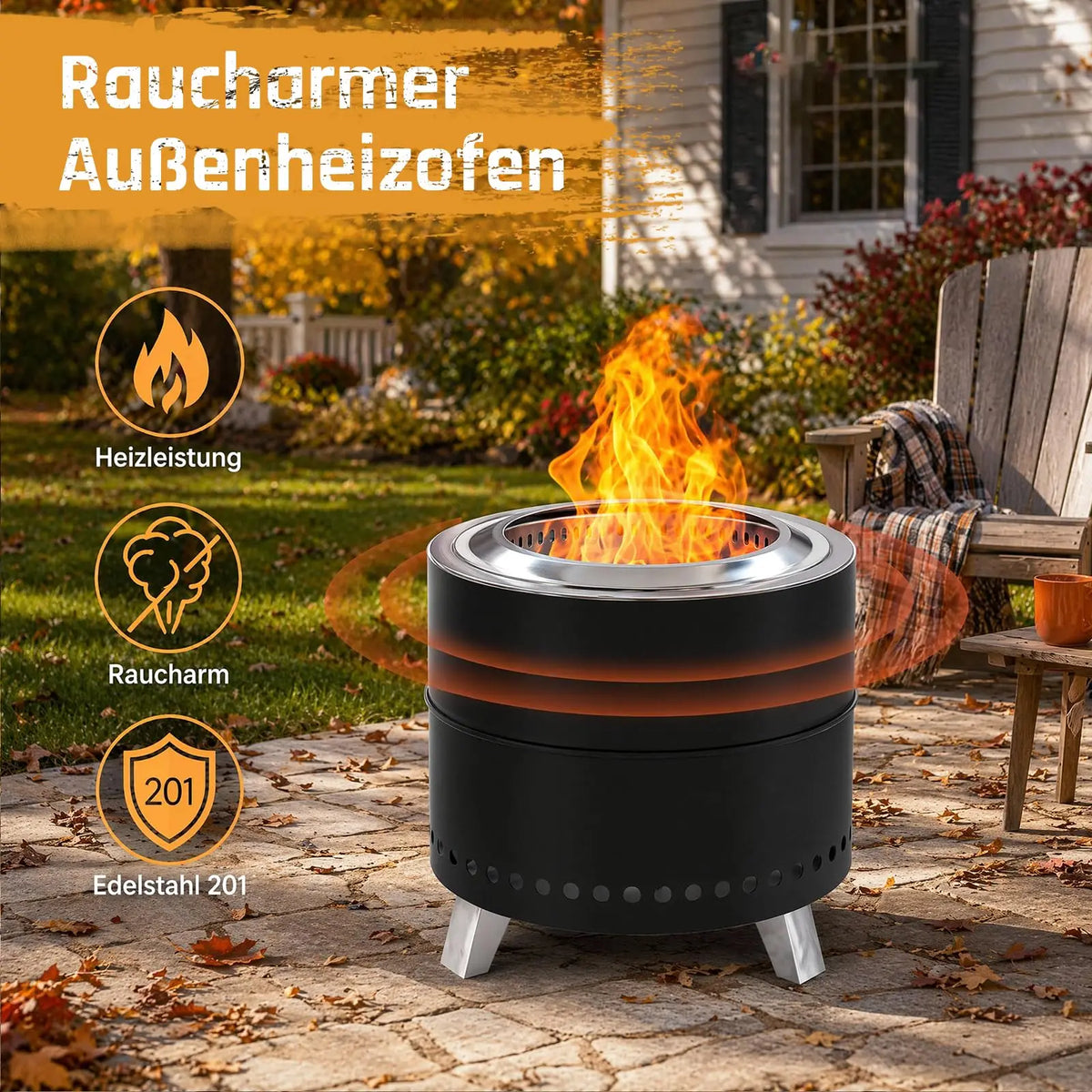 Portable Smokeless Stainless Fire Pit With Grill Grate And Accessories