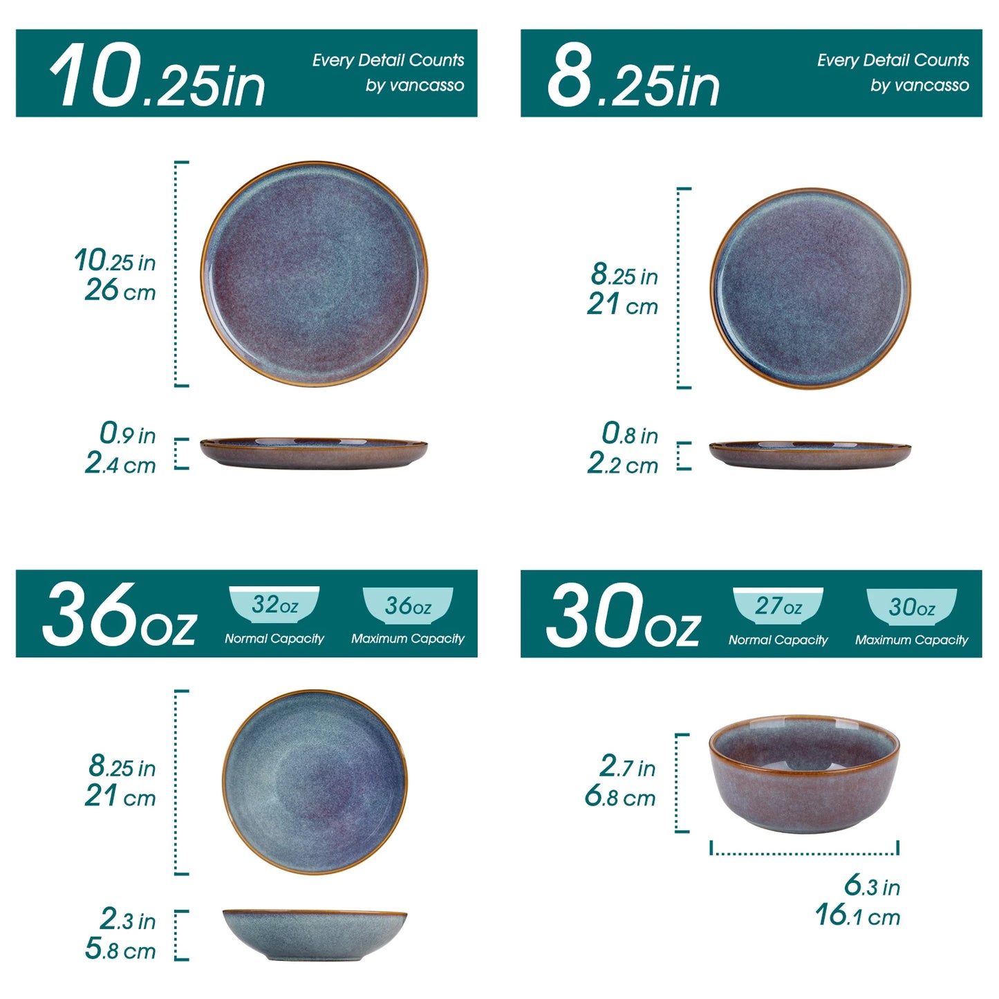 MALACASA Stoneware Dinnerware Set With Reactive Glaze