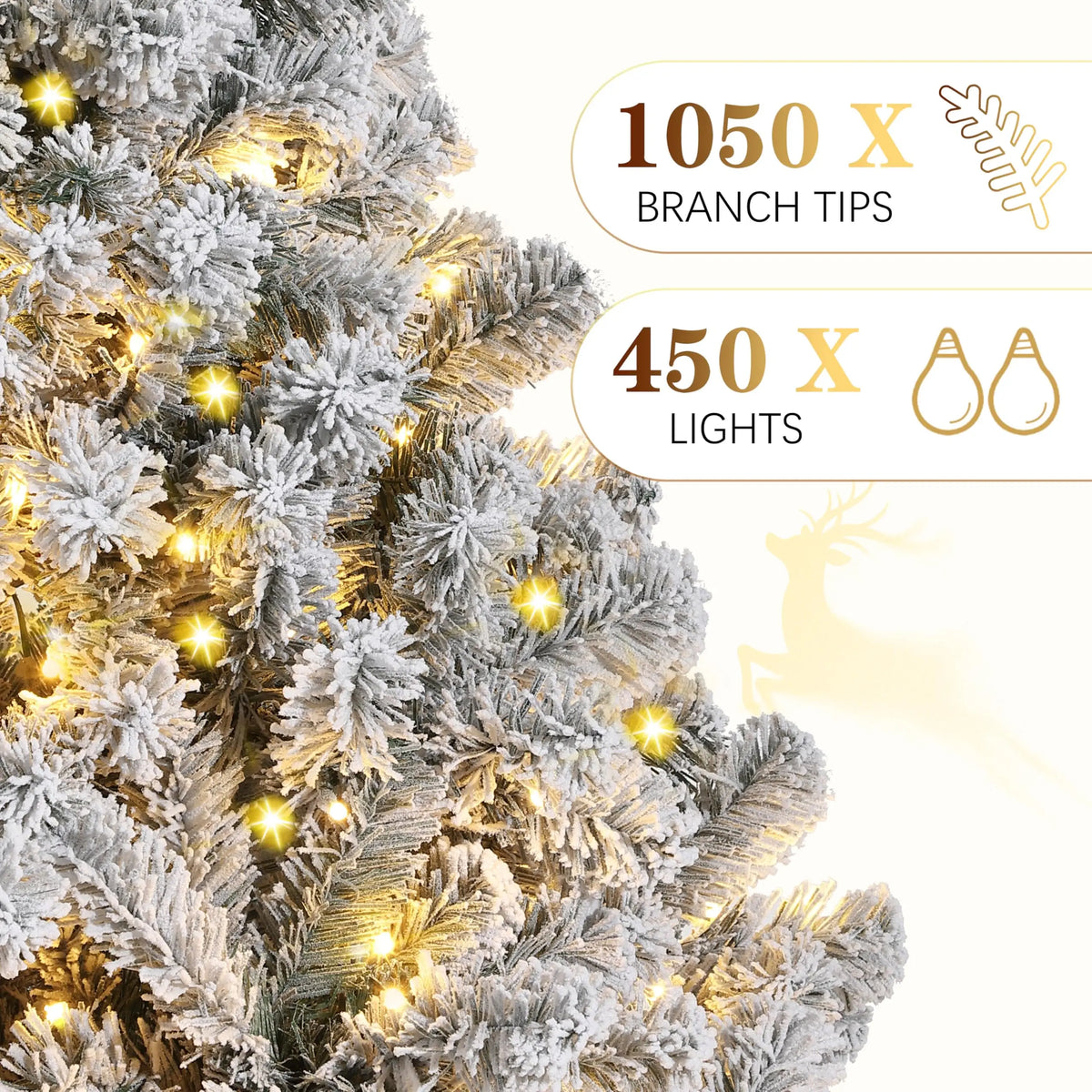 Flocked Prelit Christmas Tree With LED Lights And Metal Stand
