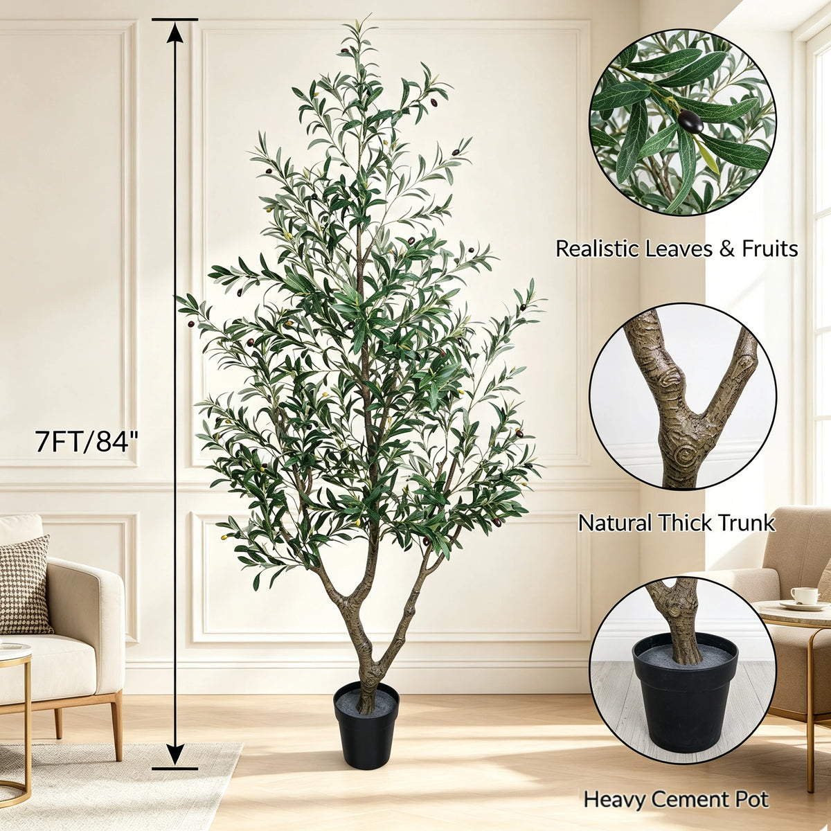 Olitree Artificial Olive Tree With Natural Trunk For Home Decor