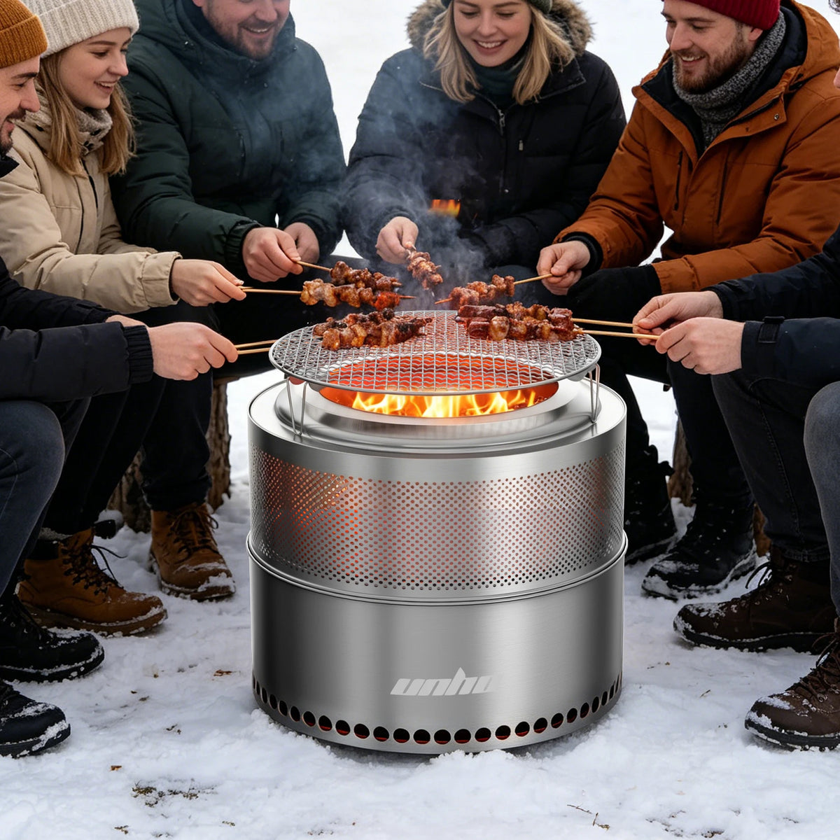 Unho Portable Smokeless Fire Pit Stainless Steel Outdoor Wood Burner