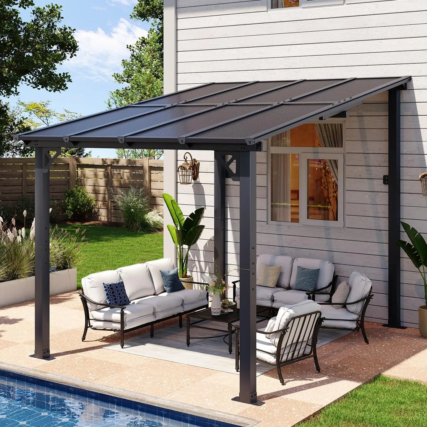 Wall Mounted Gazebo Pergola for Outdoor Patio Awnings Heavy Duty