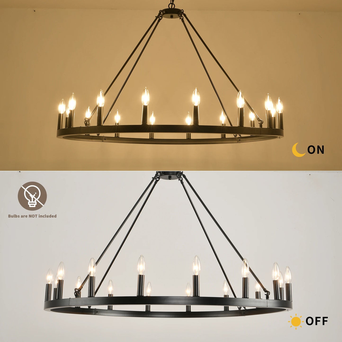 LovingC Wagon Wheel Chandelier Modern Rustic Pendant Light UL Listed