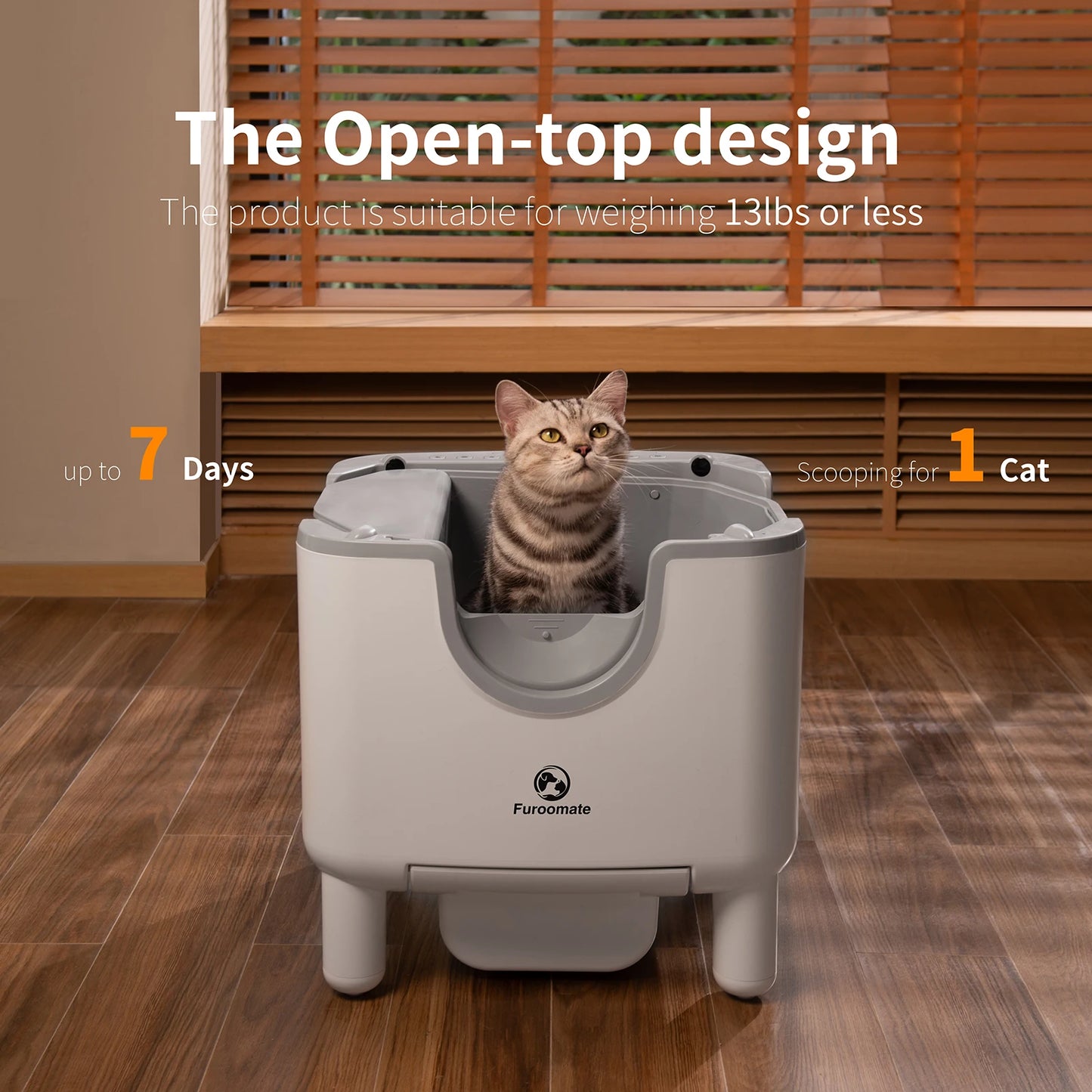 Furoomate F6 Self-Cleaning Litter Box Open Top With Odor Control