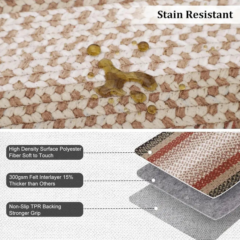Machine Washable Modern Braided Rug