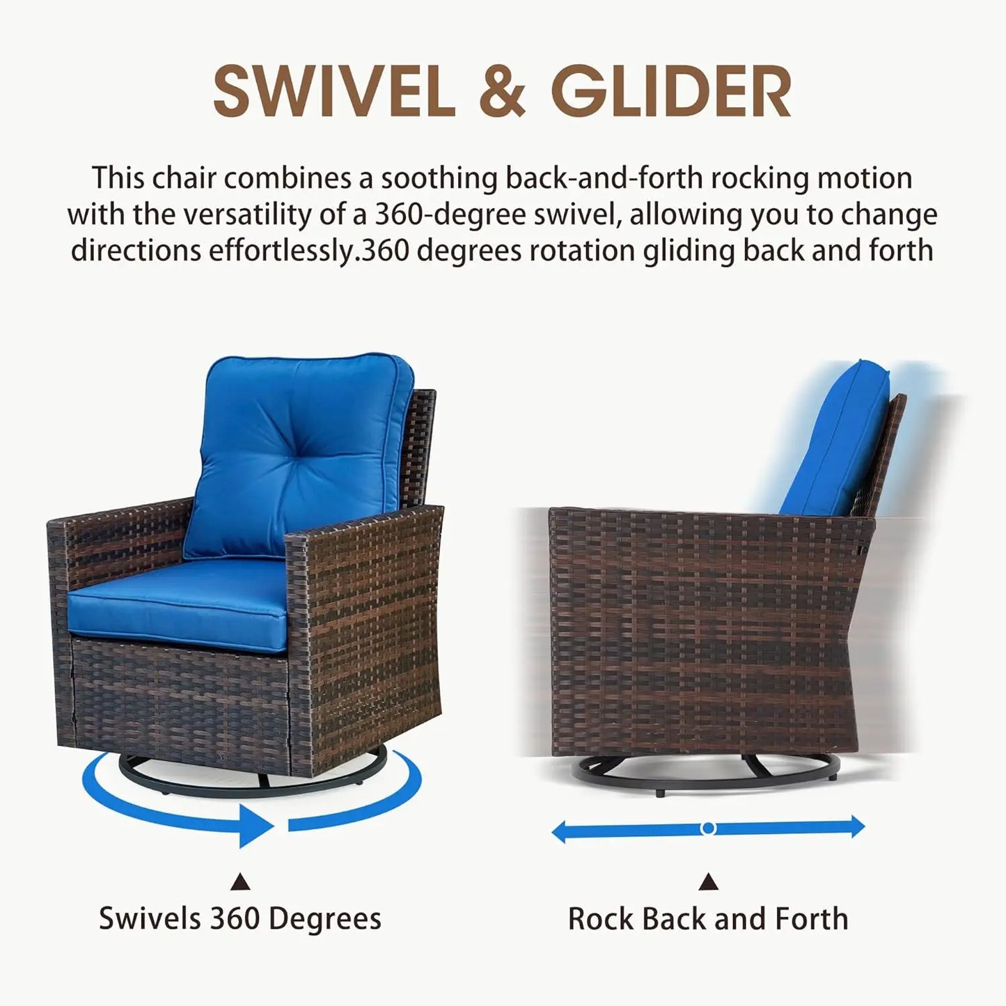 Five-Piece Patio Set With Swivel Glider Chairs And Ottoman