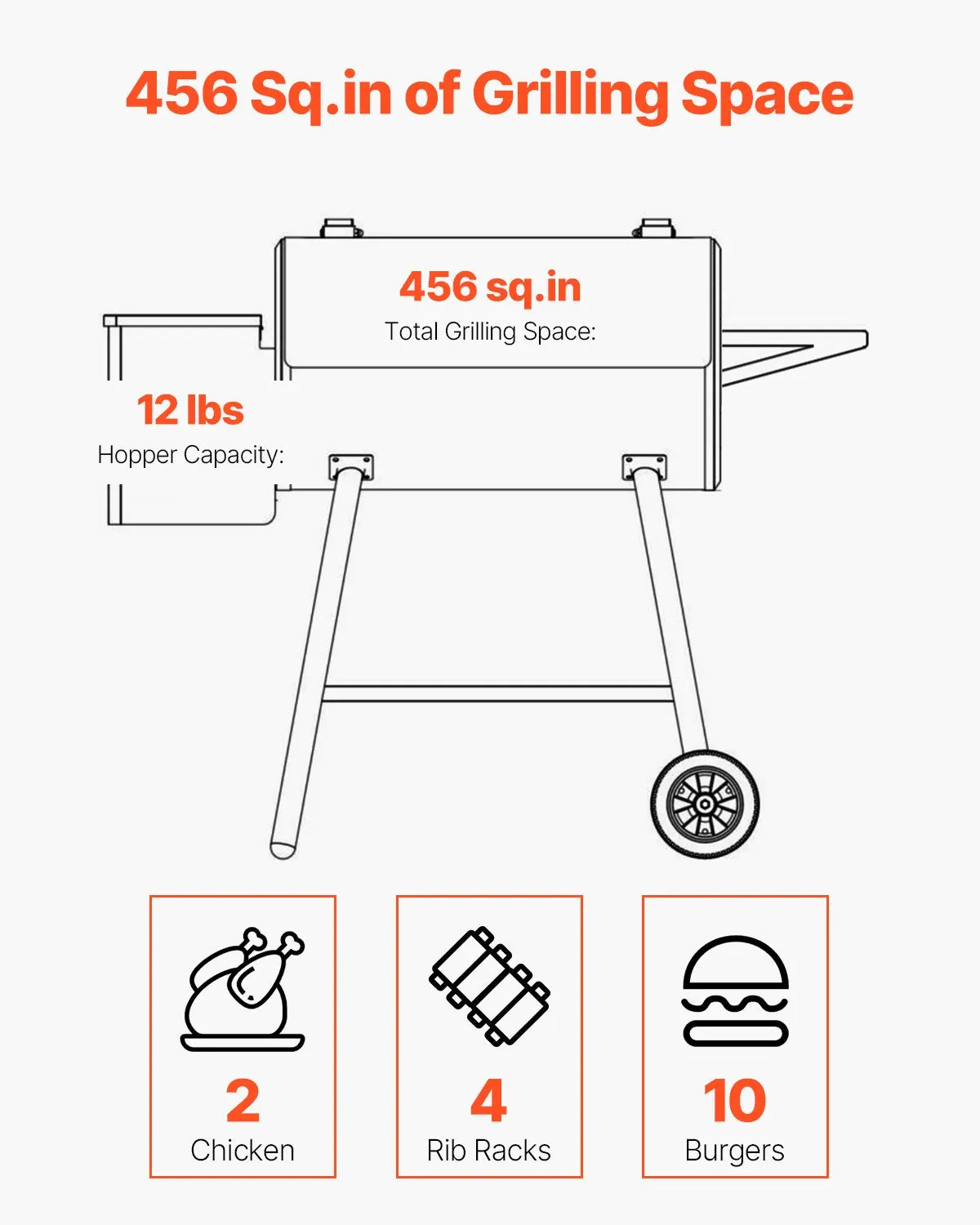 Wood Pellet Grill Smoker Outdoor BBQ Durable Carbon Steel