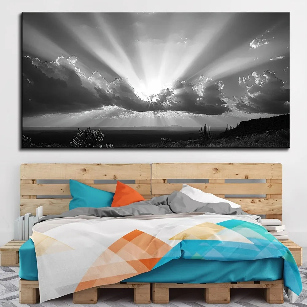 Joshua Tree Desert Oil Painting Mural Pine Wood Frame Poster