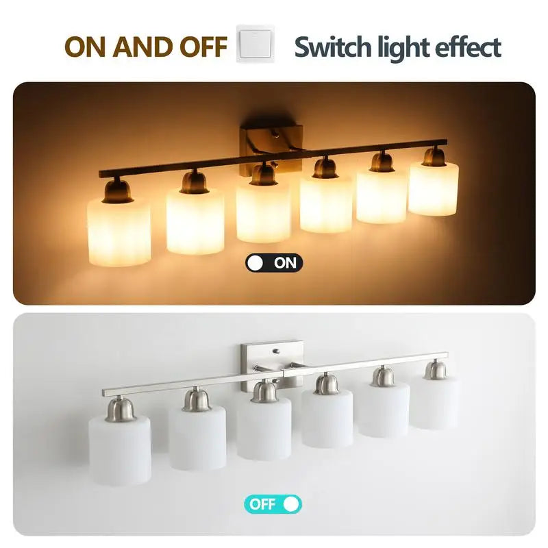 Bathroom Vanity Light 6-Light Nickel Wall Sconce