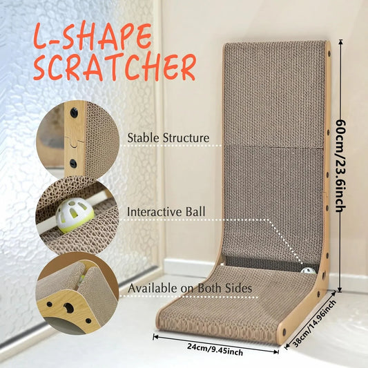 L Shape Indoor Cat Scratching Post Cardboard Protector