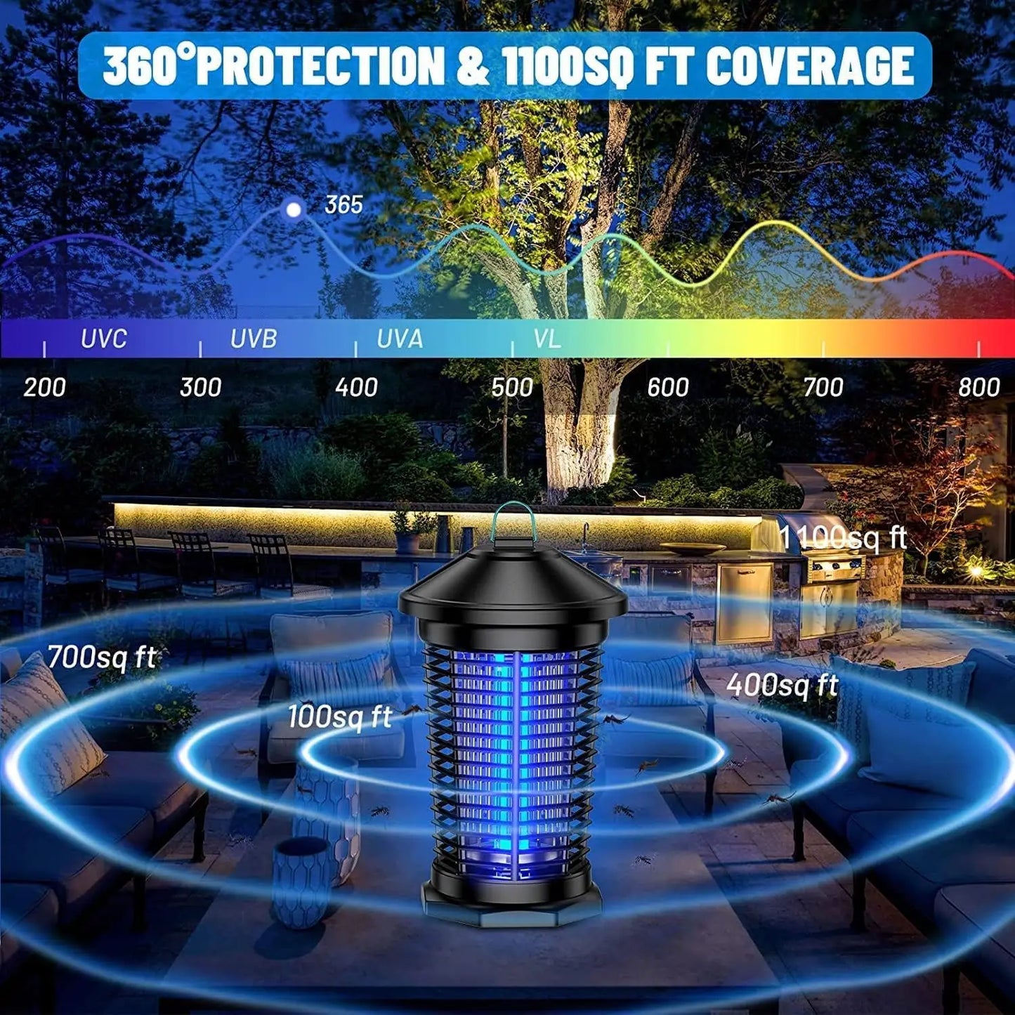 Outdoor Bug Zapper 4000V Mosquito Killer Lantern Waterproof Insect Trap