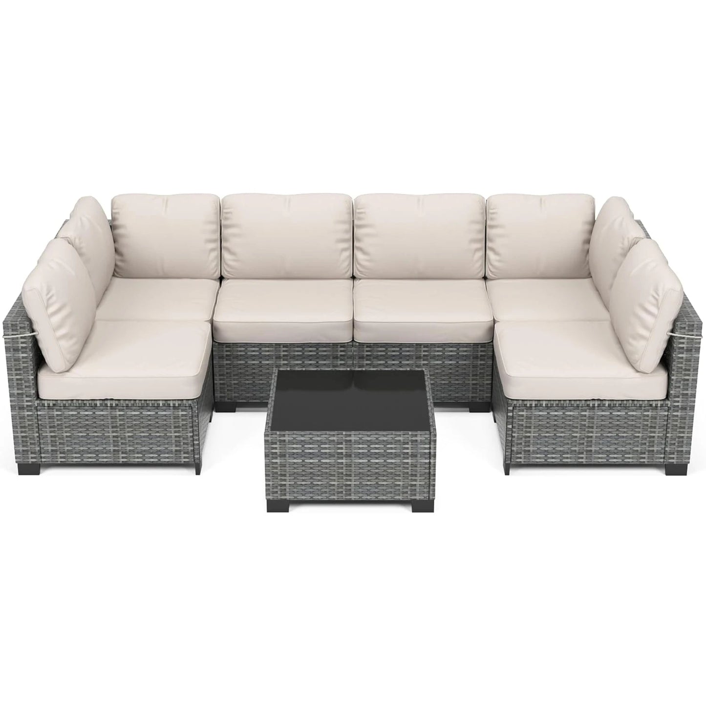 HobbyLane 7-Piece Modular Outdoor Furniture Set PE Rattan