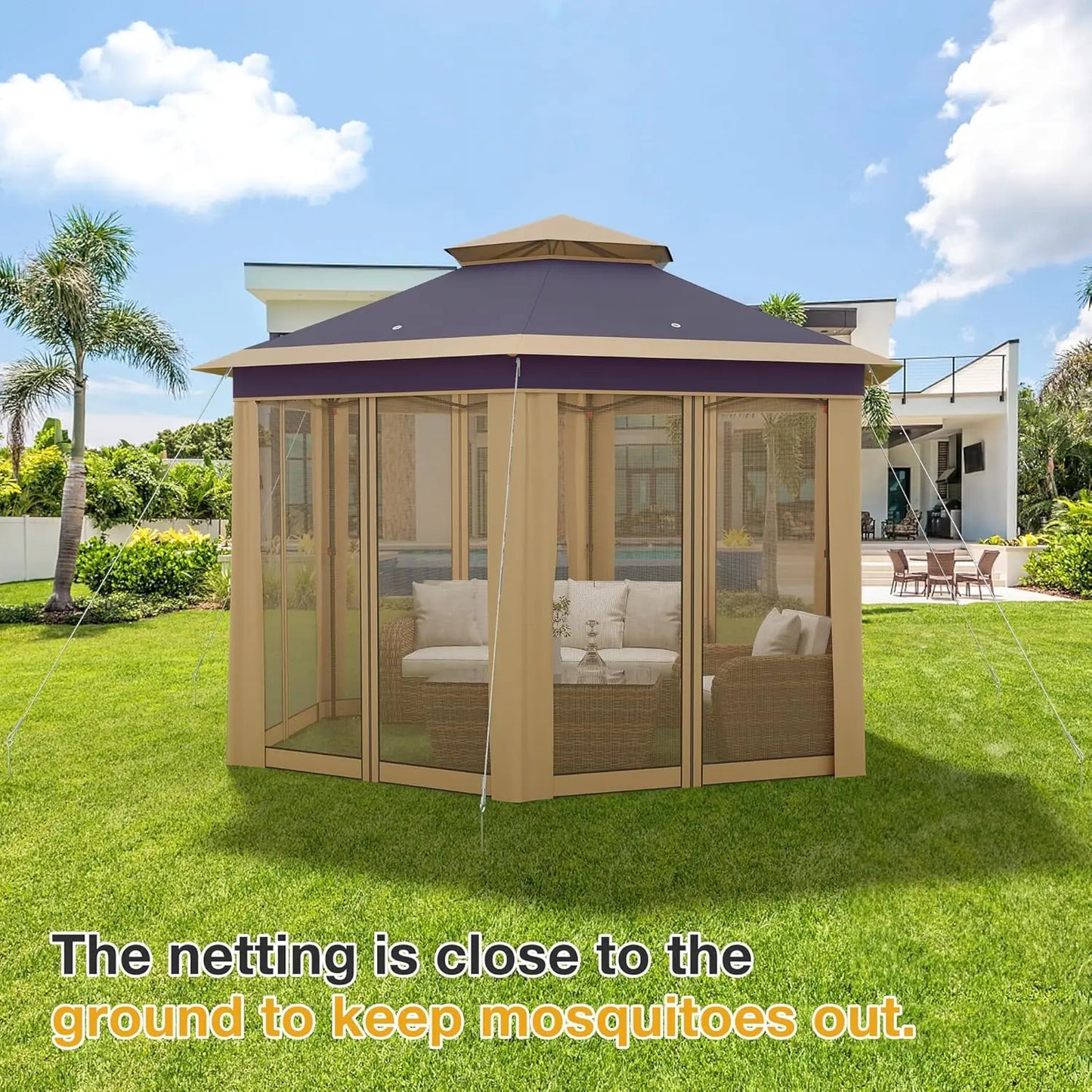 Heavy Duty Pop Up Gazebo Tent Mesh Windows Mosquito Netting