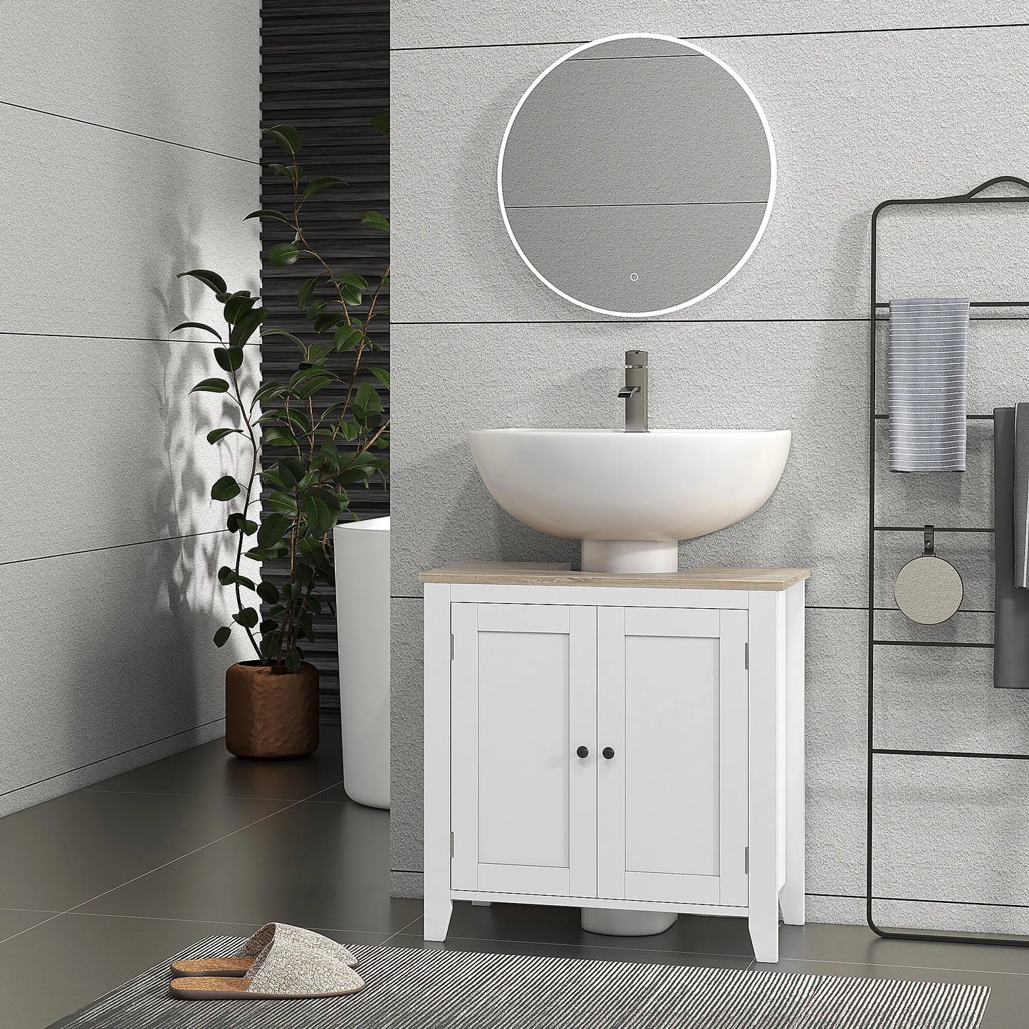 Kleankin Pedestal Sink Storage Cabinet Under Sink Vanity