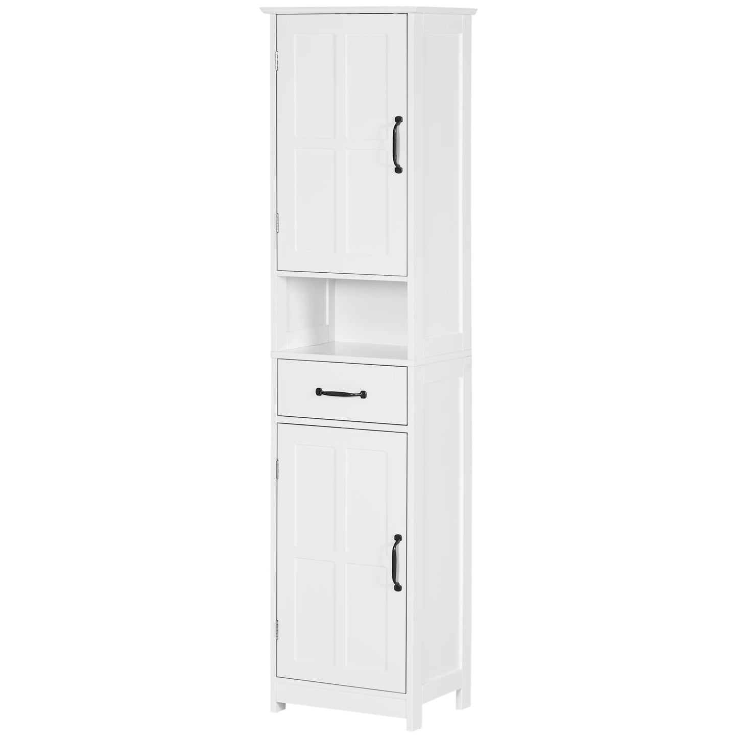Kleankin Slim Bathroom Storage Cabinet With Open Shelf And Drawer