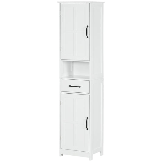 Kleankin Slim Bathroom Storage Cabinet With Open Shelf And Drawer