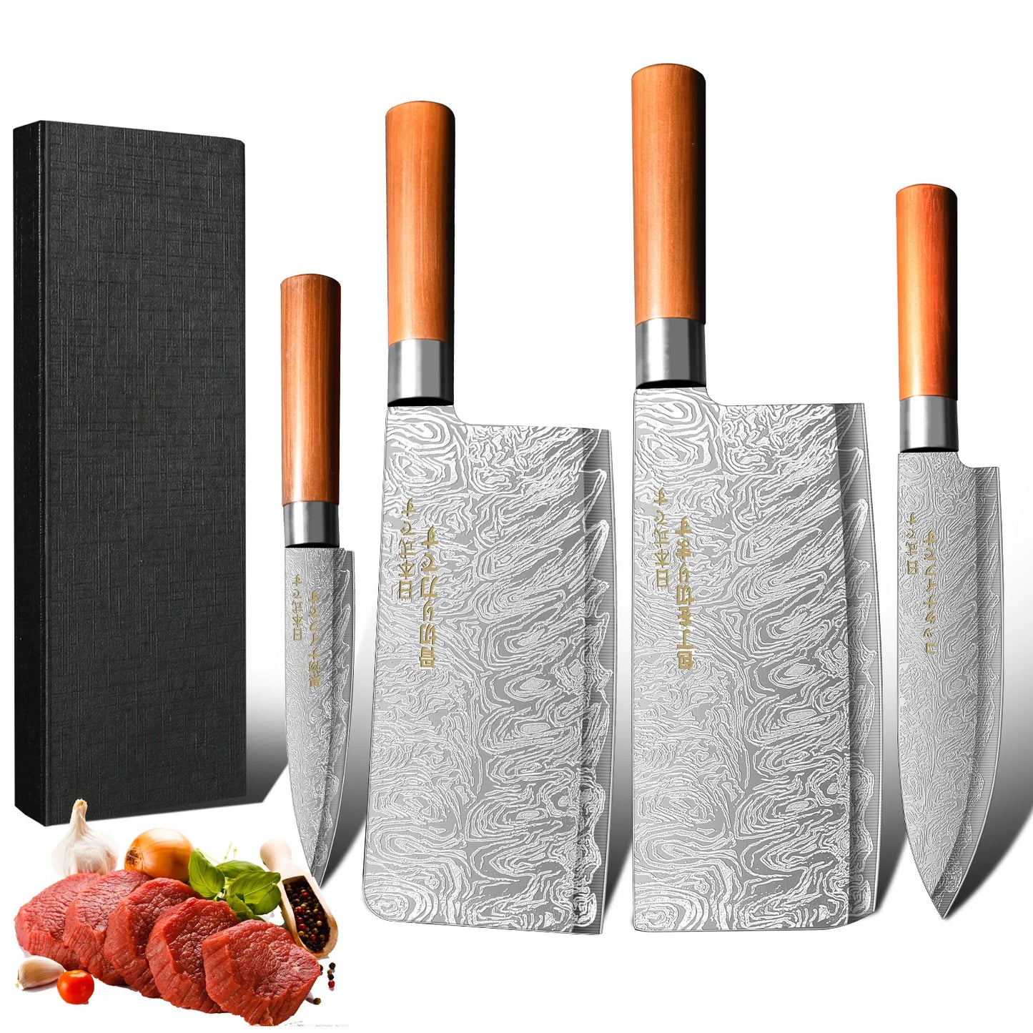 Ultra Sharp 4-Piece Japanese Chef Knife Set For Professional Kitchens