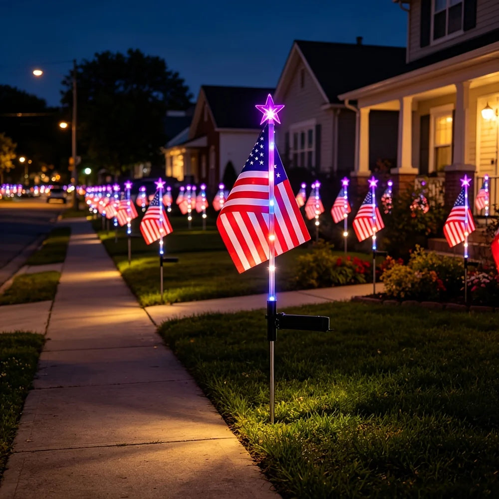YIMIA Patriotic Solar Stake Lights For Independence Day Decoration