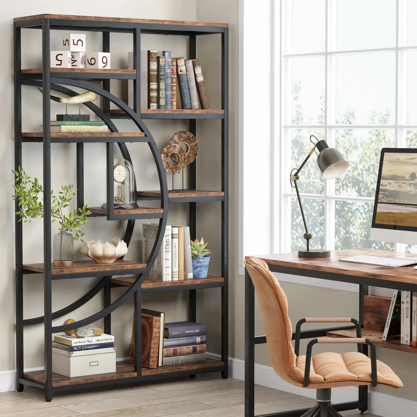 Tribesigns Industrial 5 Tier Freestanding Bookshelf