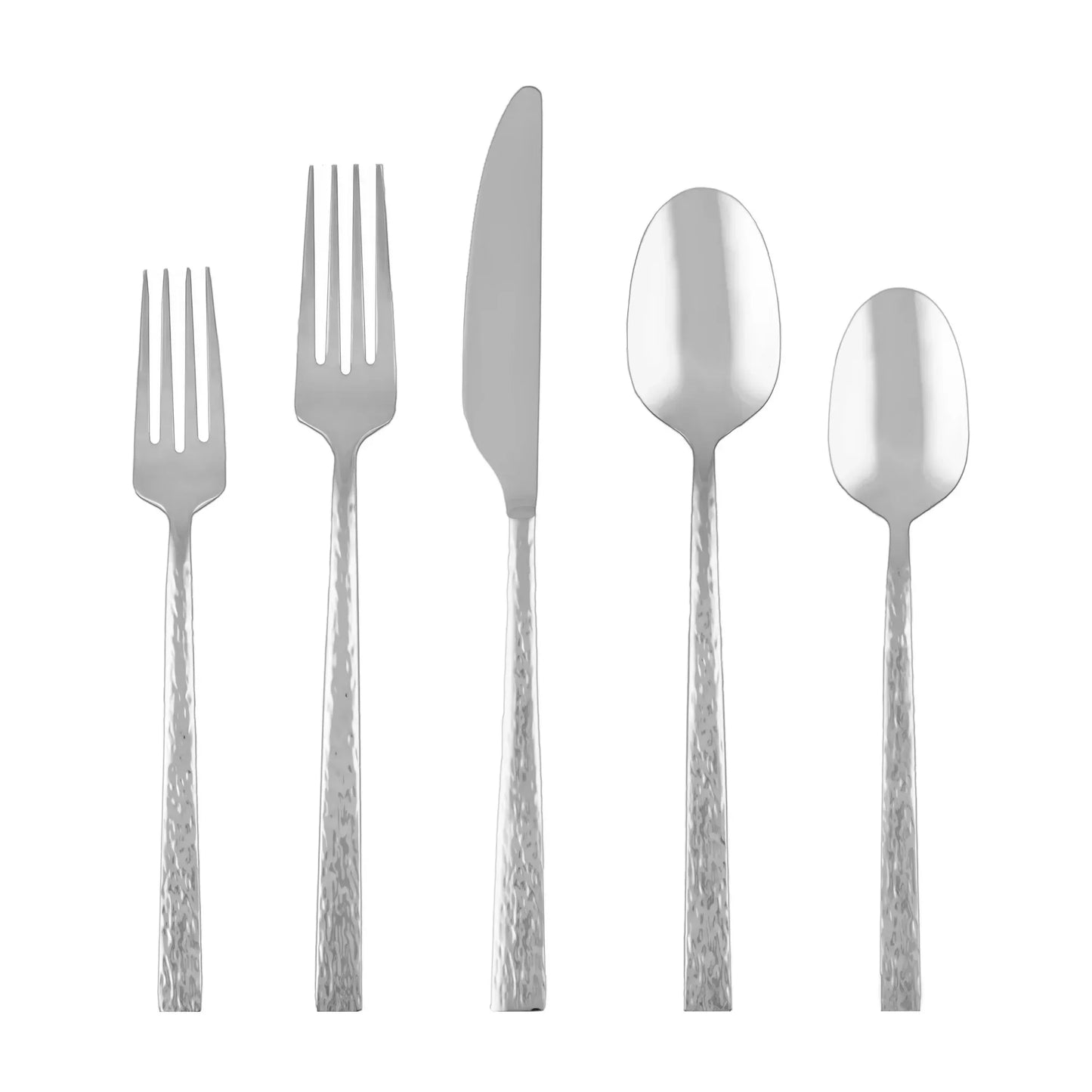 Hammered Stainless Steel Flatware Set Service For Four Dishwasher Safe