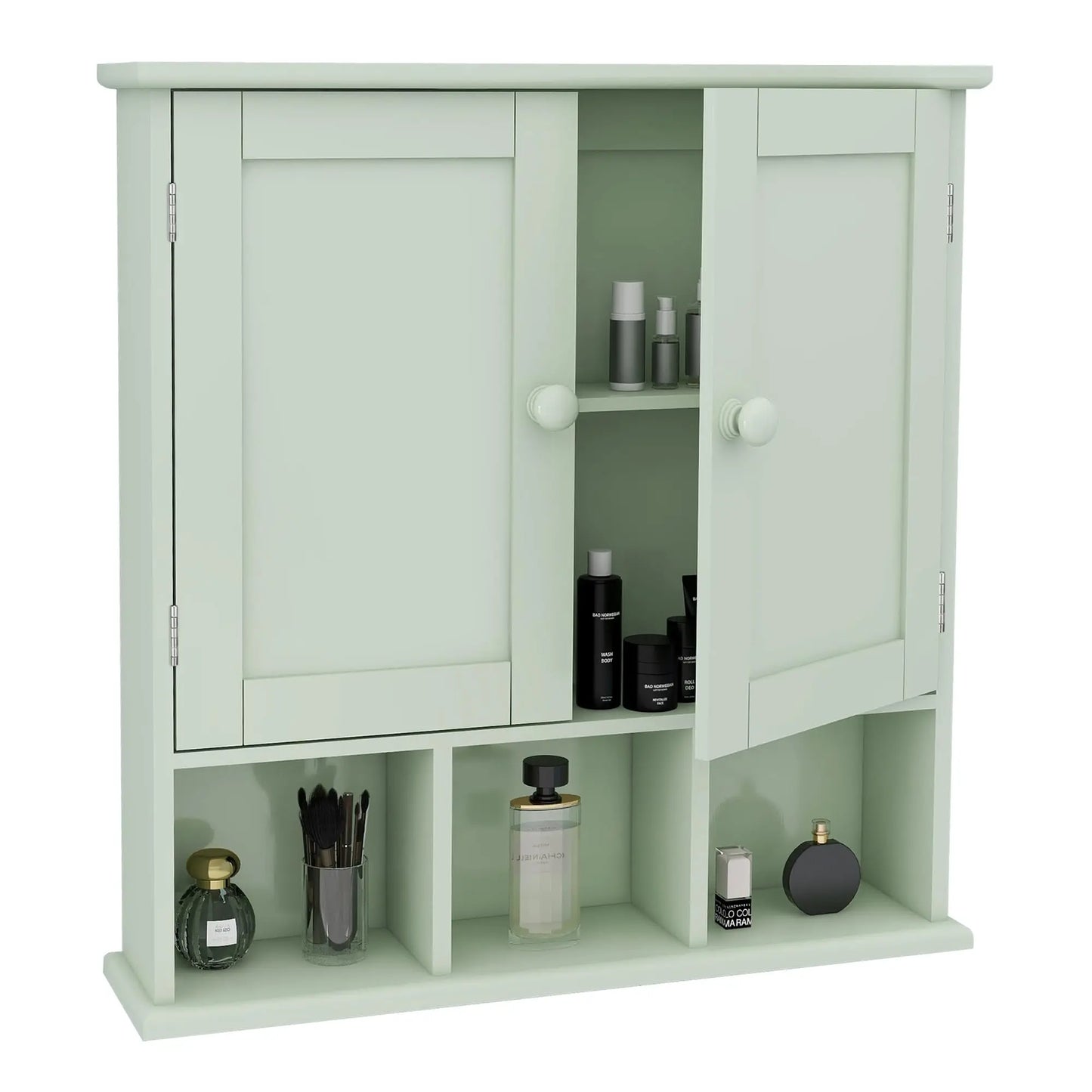 XIUWO Bathroom Wall Cabinet With 2 Doors Over Toilet Storage