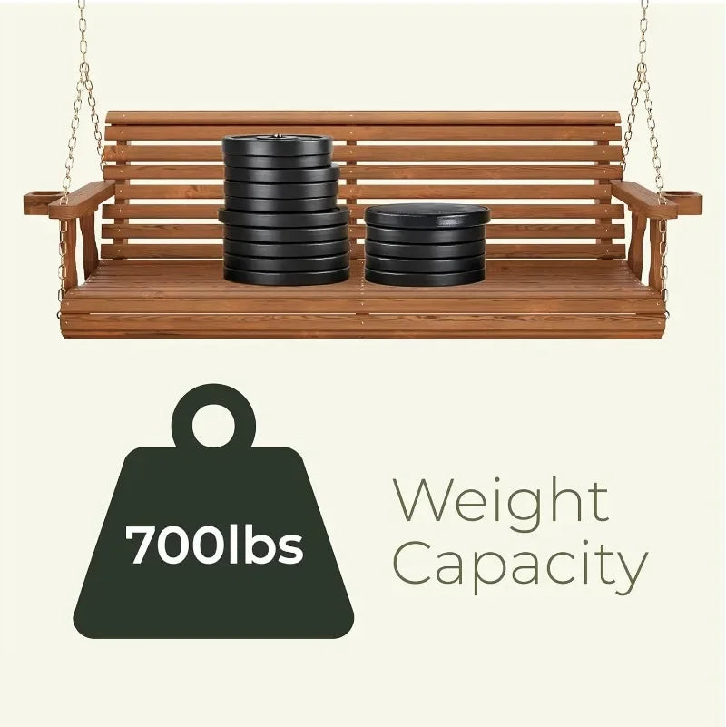 Casual Heavy Duty Porch Swing 700 Lb Capacity Cup Holders