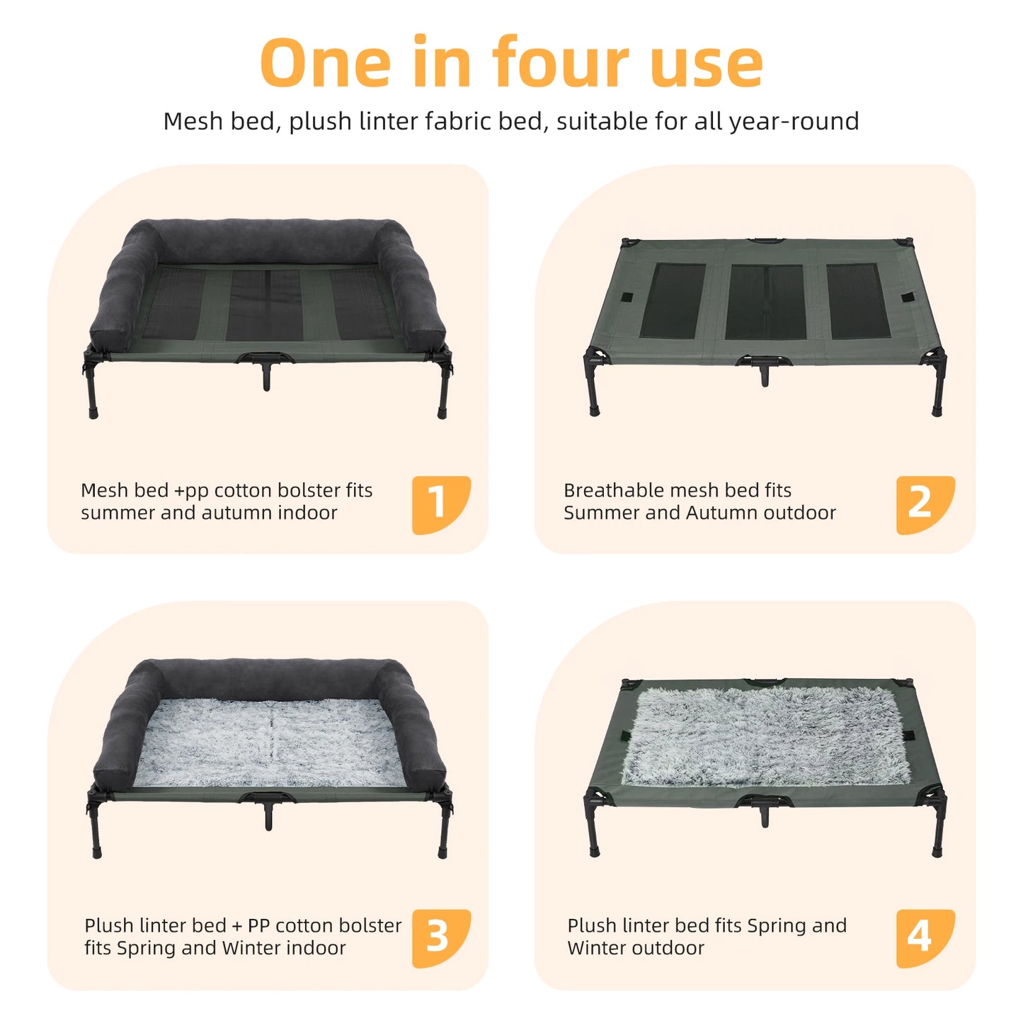 Borwart Elevated Cooling Dog Bed With Removable Cover And Plush Mat