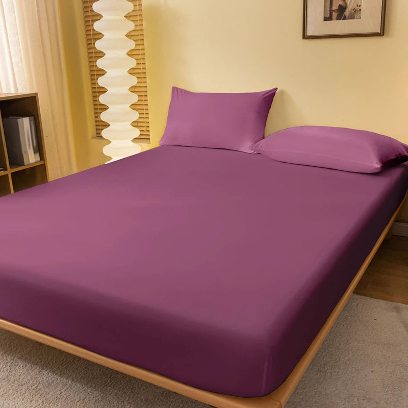 Matte Solid Polyester Fitted Sheet For Bedroom Decor