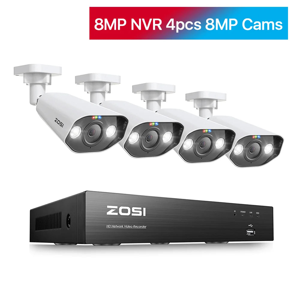 ZOSI 8CH POE Video Surveillance Kit 4K AI Night Vision