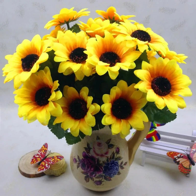 NONECN Artificial Sunflower Bouquet Silk Flowers For Home Decor