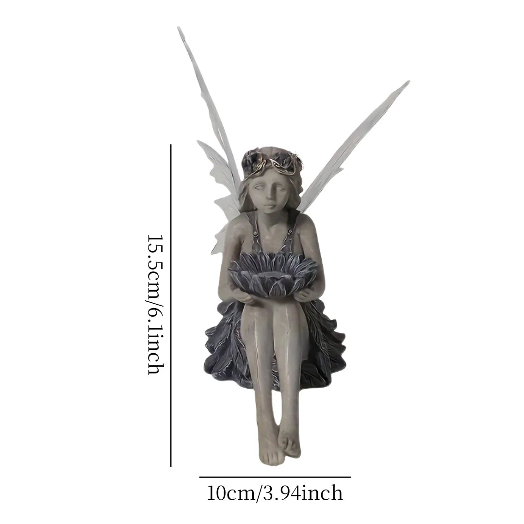 Solar Fairy Garden Statue Light for Outdoor Decoration Resin Flower