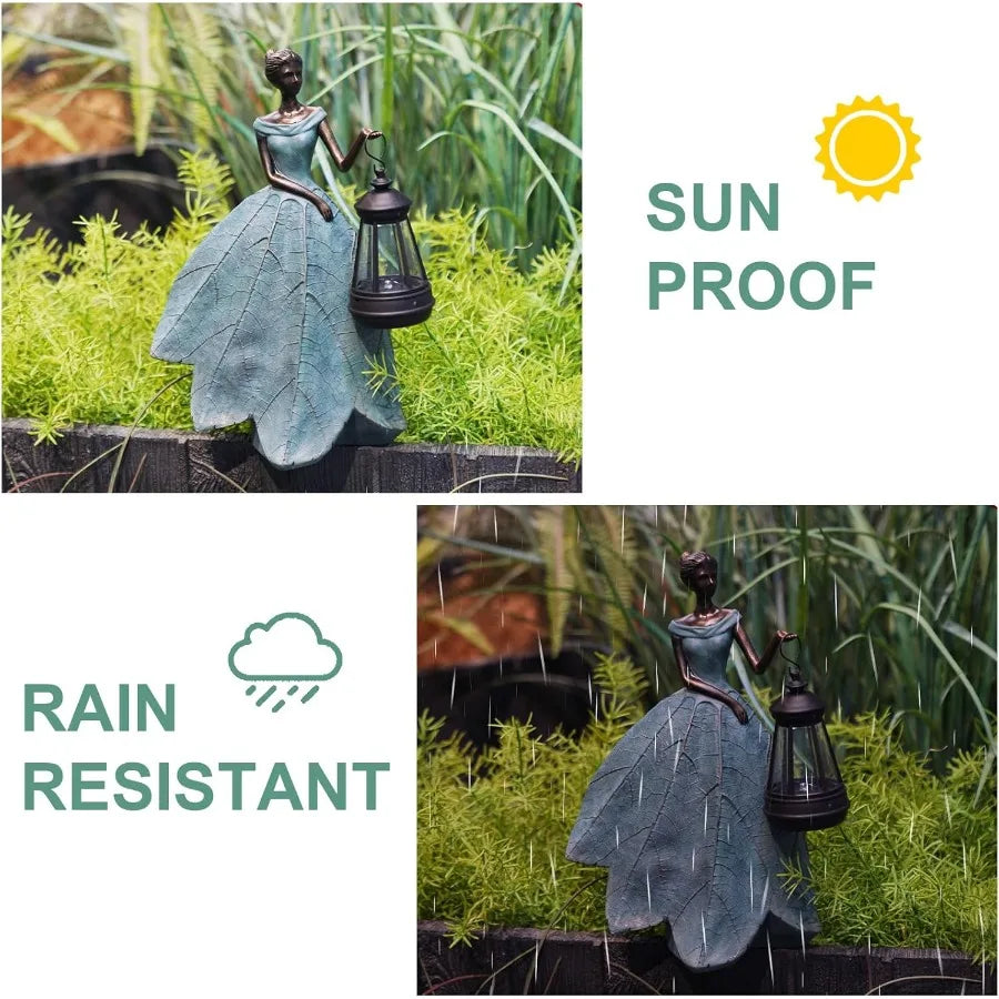 Fairy Solar Outdoor Lights Resin Garden Figurine For Patio Decor